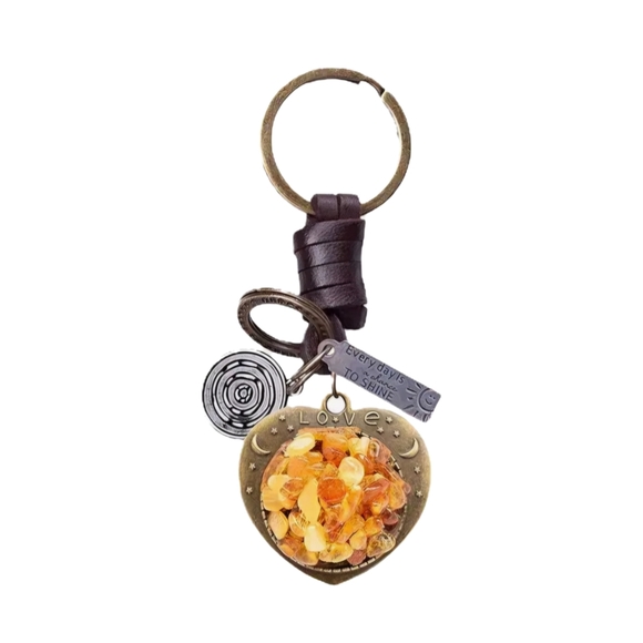 Amber Heart Keychain - Picture 1 of 5